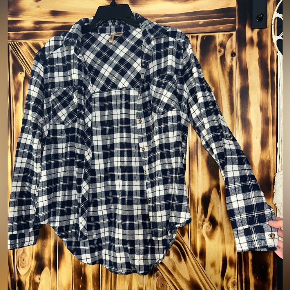 Passport Navy and White Plaid Shirt